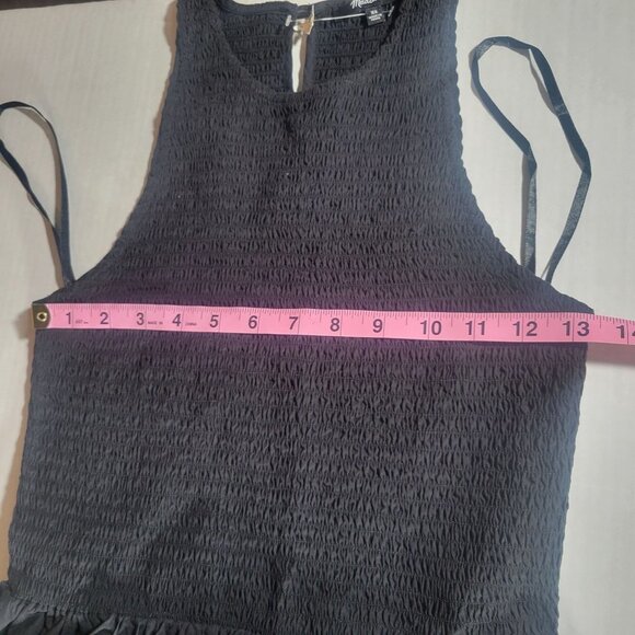 Madewell  The Melody Black Smocked Cotton Sleeveless Midi Tank Dress Size XS - Picture 8 of 8